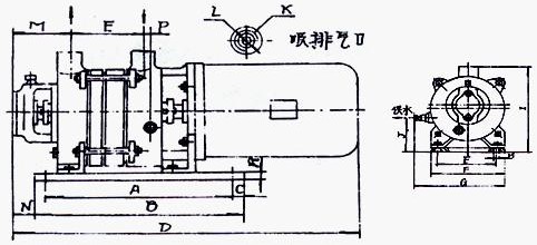 2SK-0.4、2SK-0.8兩級(jí)不環(huán)真空泵外形及安裝尺寸