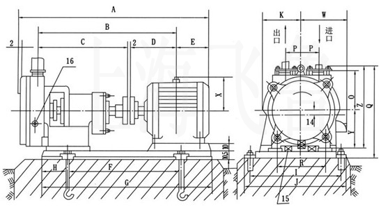 SZB型水環式真空泵安裝尺寸圖